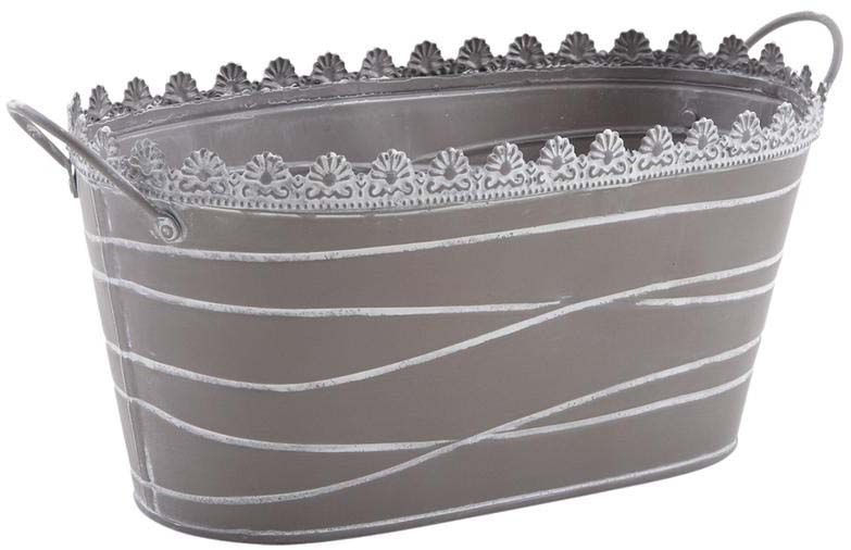 Corbeille ovale à rayures en métal laqué
