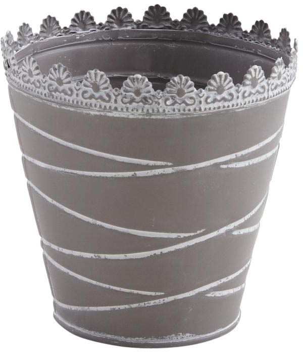 Cache-pot à rayures en métal laqué