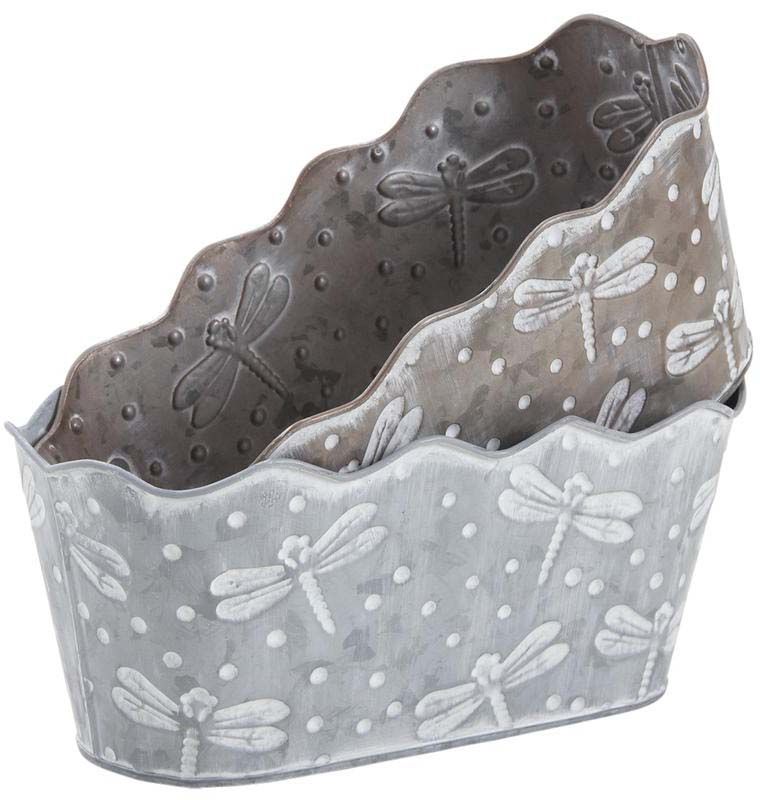 Corbeille en métal patiné Libellules (Lot de 2)