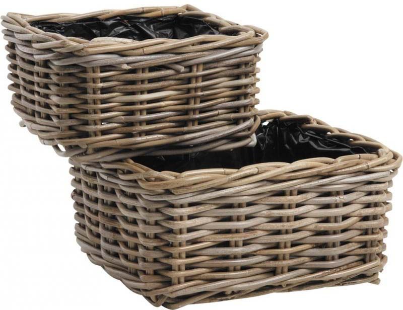 Corbeille carrée en poelet (Lot de 2)