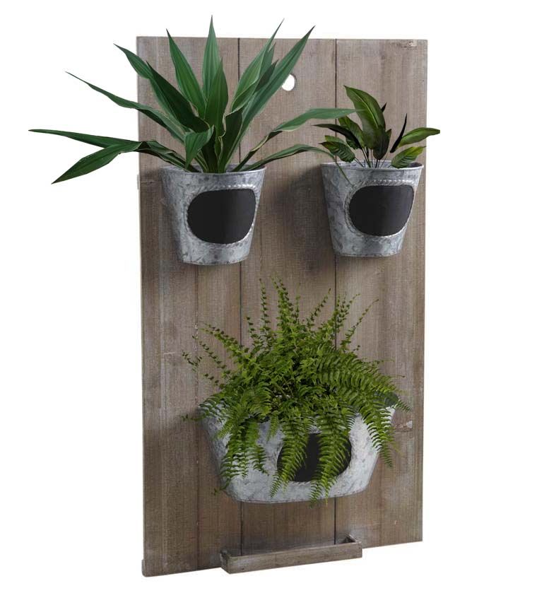 Cadre en bois 3 pots de rangement intégrés