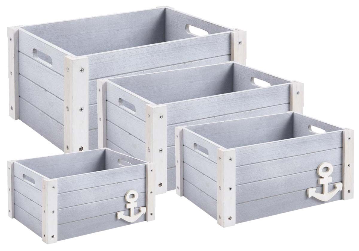 Caisse de rangement en bois Marina (Lot de 4)