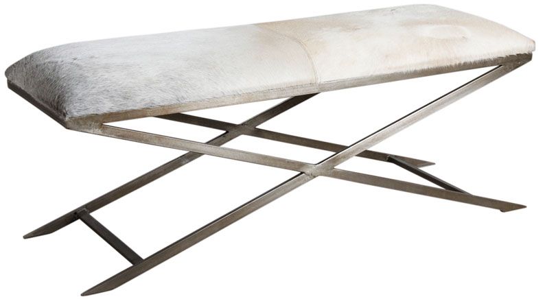 Banc en peau de vache et acier