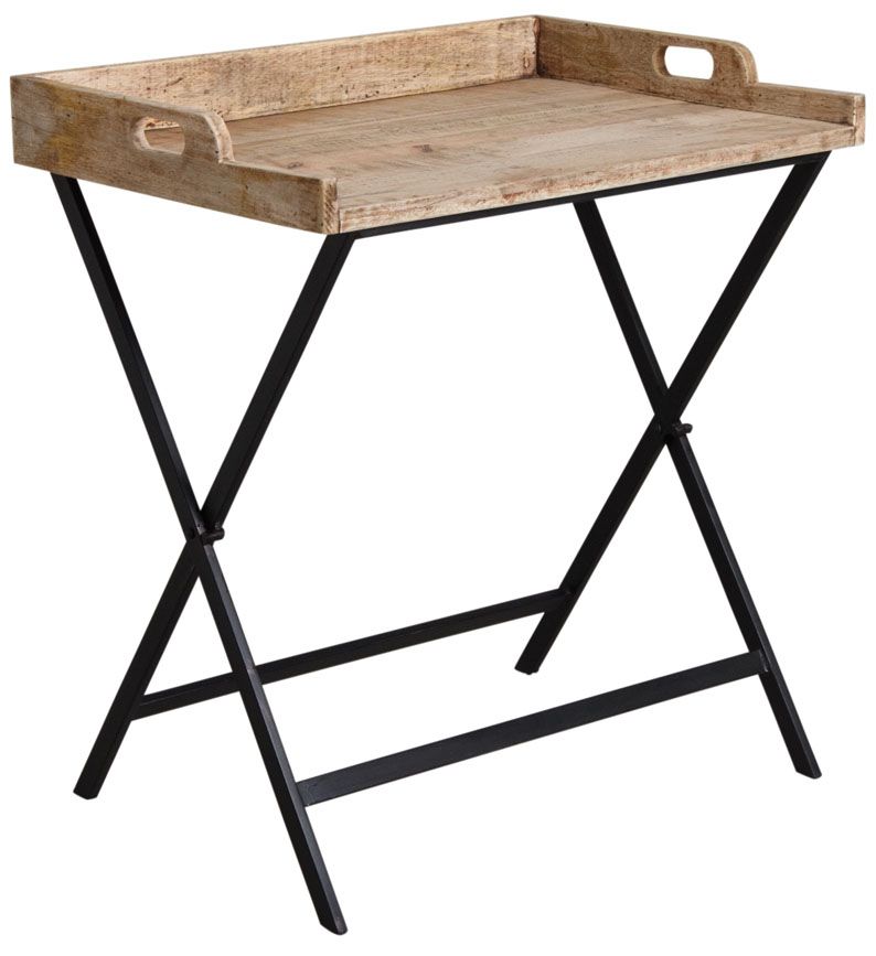 Plateau en manguier sur pied pliable