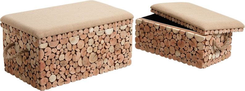 Coffres bancs en sapin (Lot de 2)
