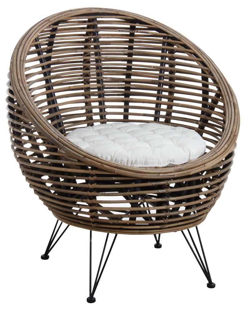 Fauteuil en métal et poelet gris