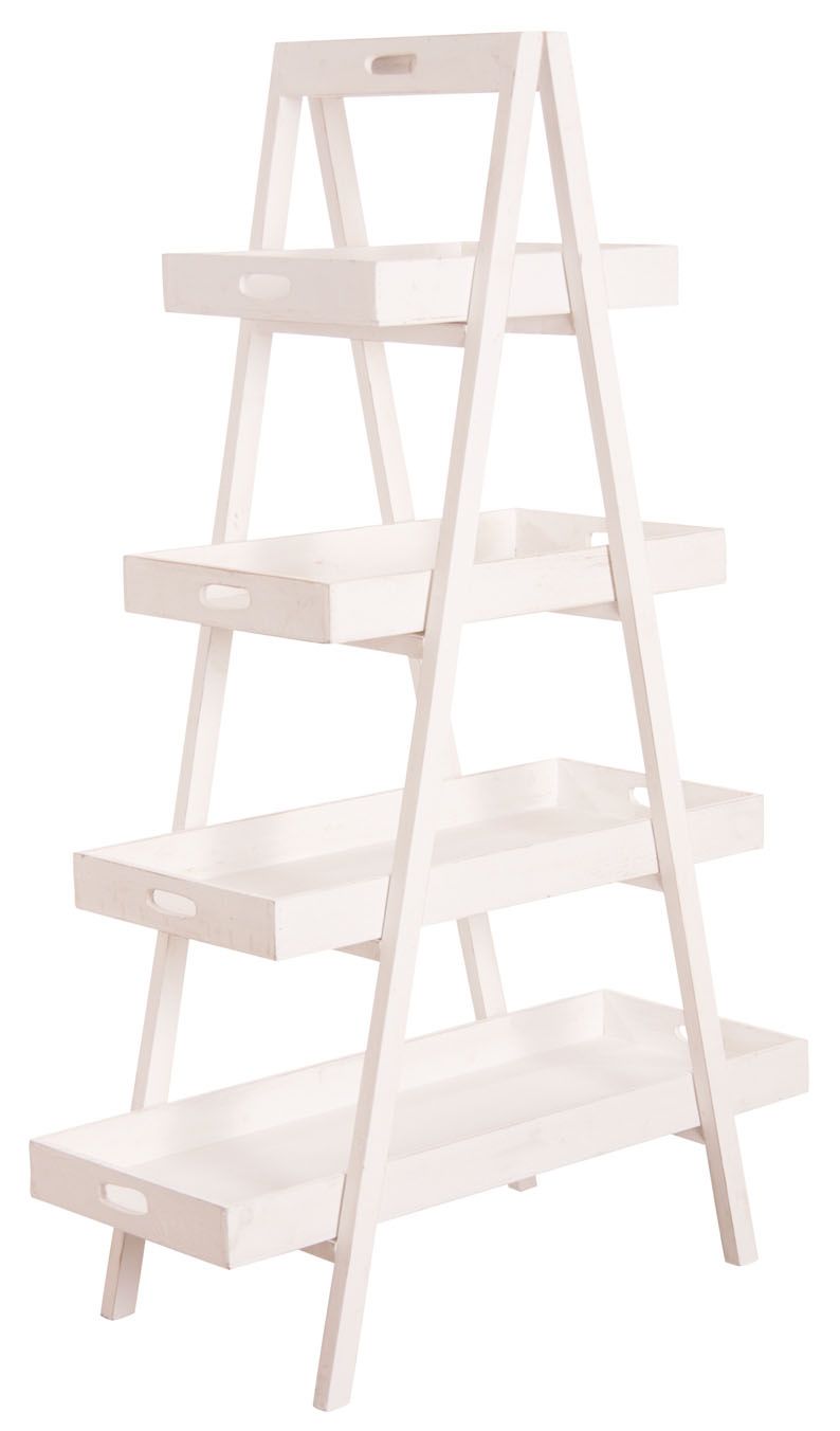 Etagère pliante en bois patiné blanc