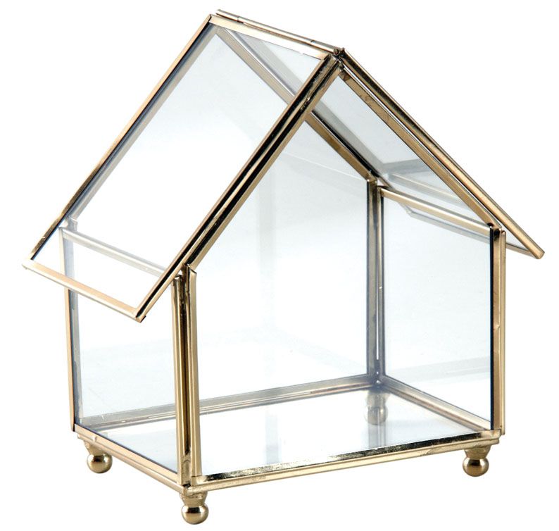 Coffret à bijoux en laiton et verre