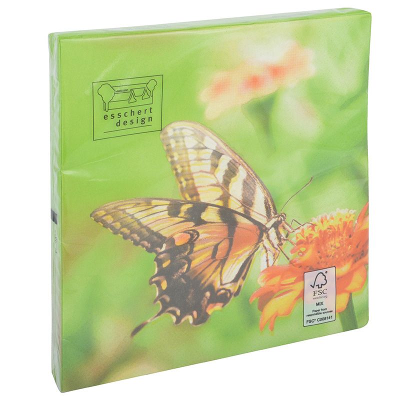 Serviette en papier de soie avec motifs (Lot de 20) Papillon