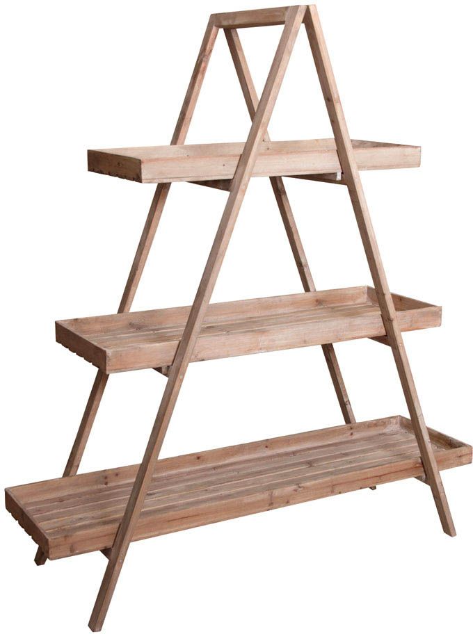 Etagère pliante en bois patiné