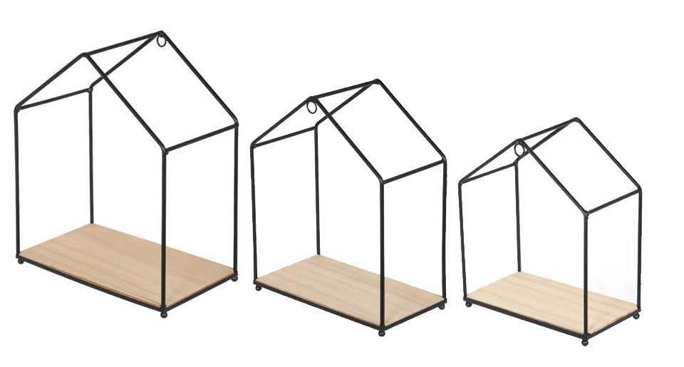 Etagère filaire en forme de maison (Lot de 3)