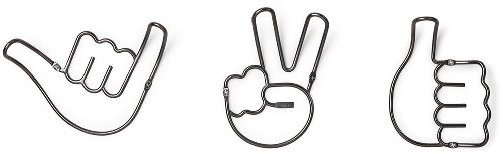 Patère métal Signe de la main (Lot de 3)