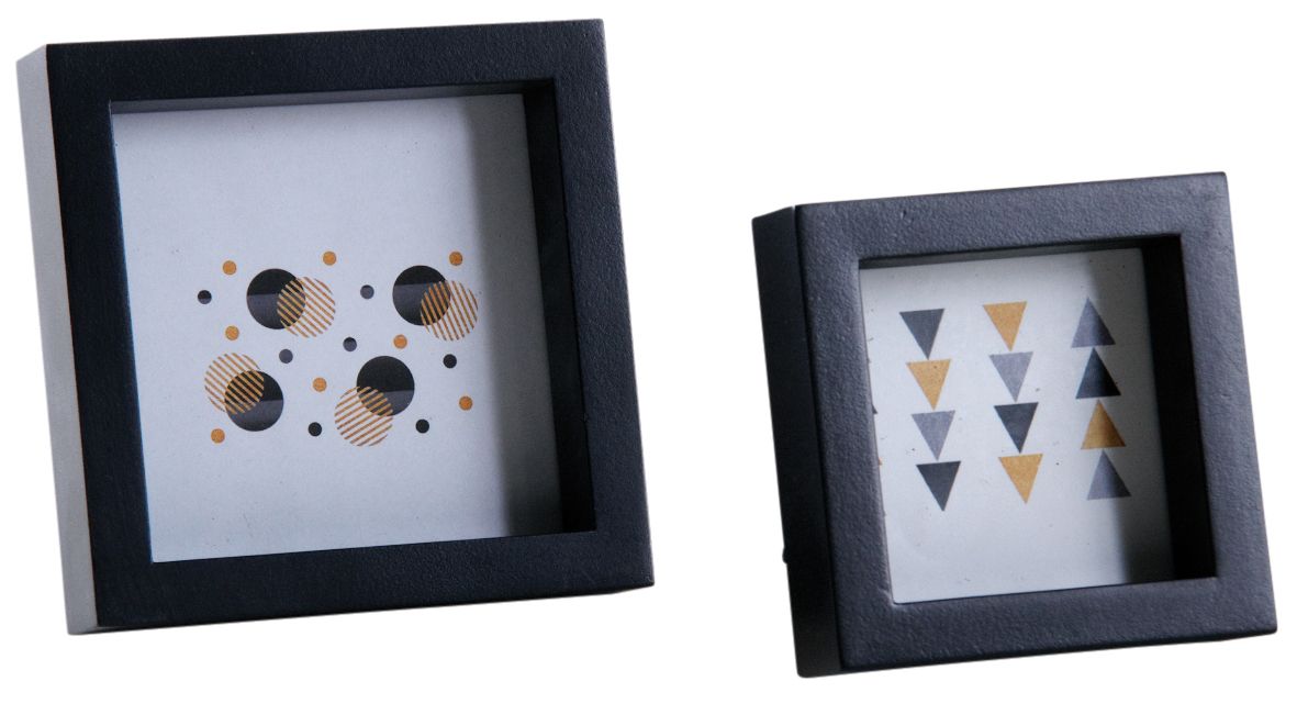 Cadre photo carré en bois noir (Lot de 2)