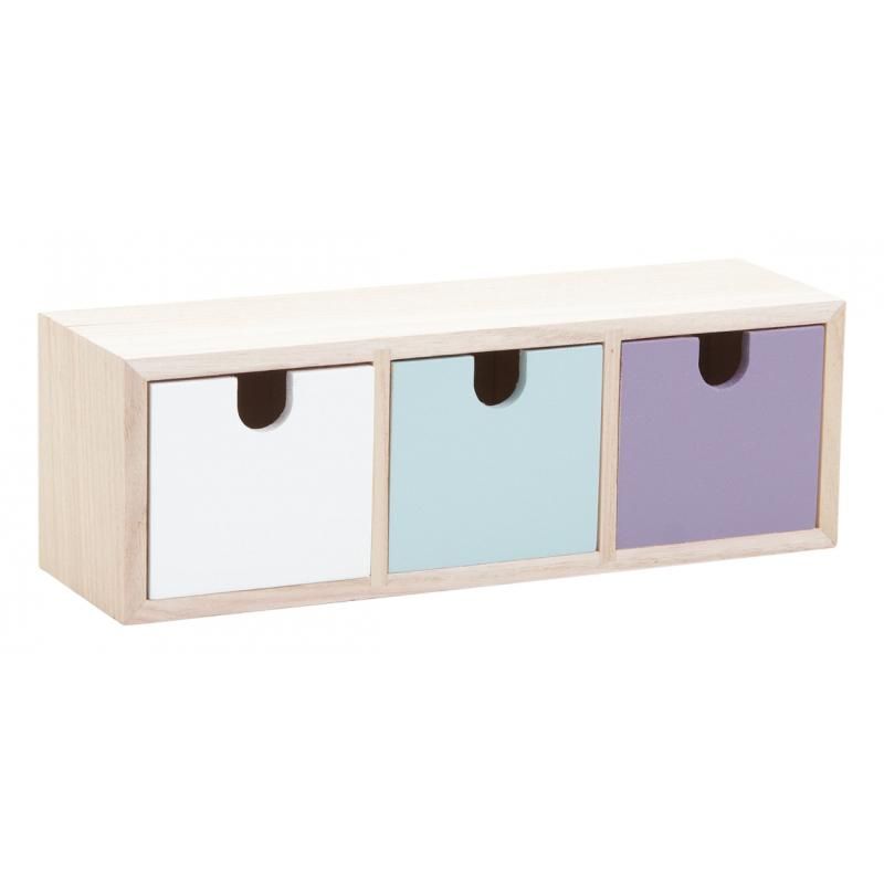 Petit rangement tiroirs colorés 3 tiroirs