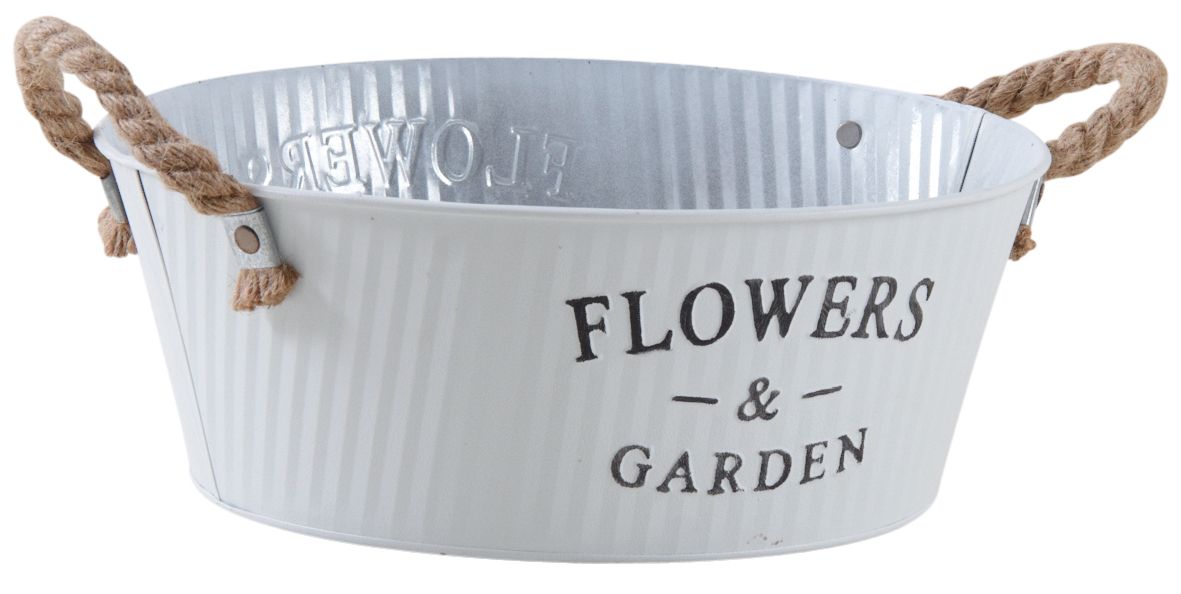 Corbeille en métal laqué blanc Flowers & Garden