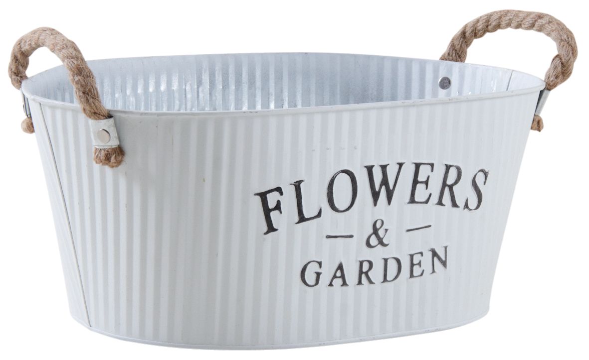 Corbeille ovale en métal laqué blanc Flowers & Garden