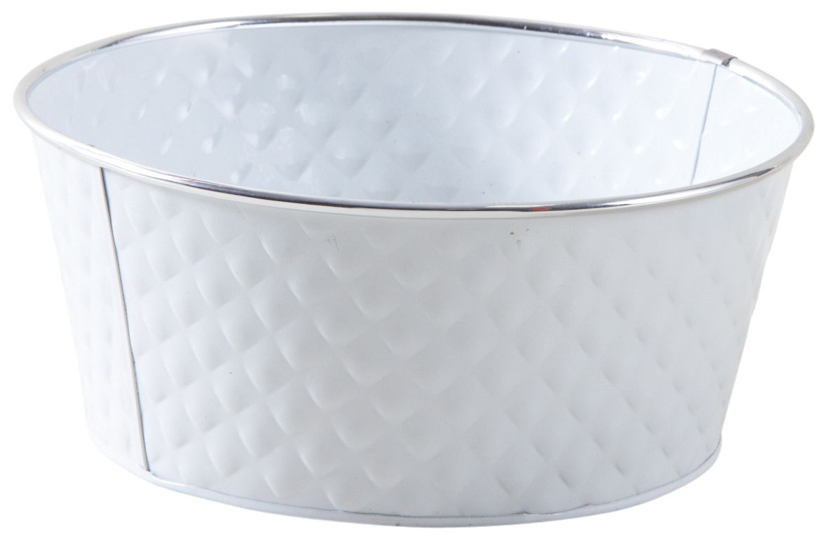 Corbeille ronde en métal laqué blanc