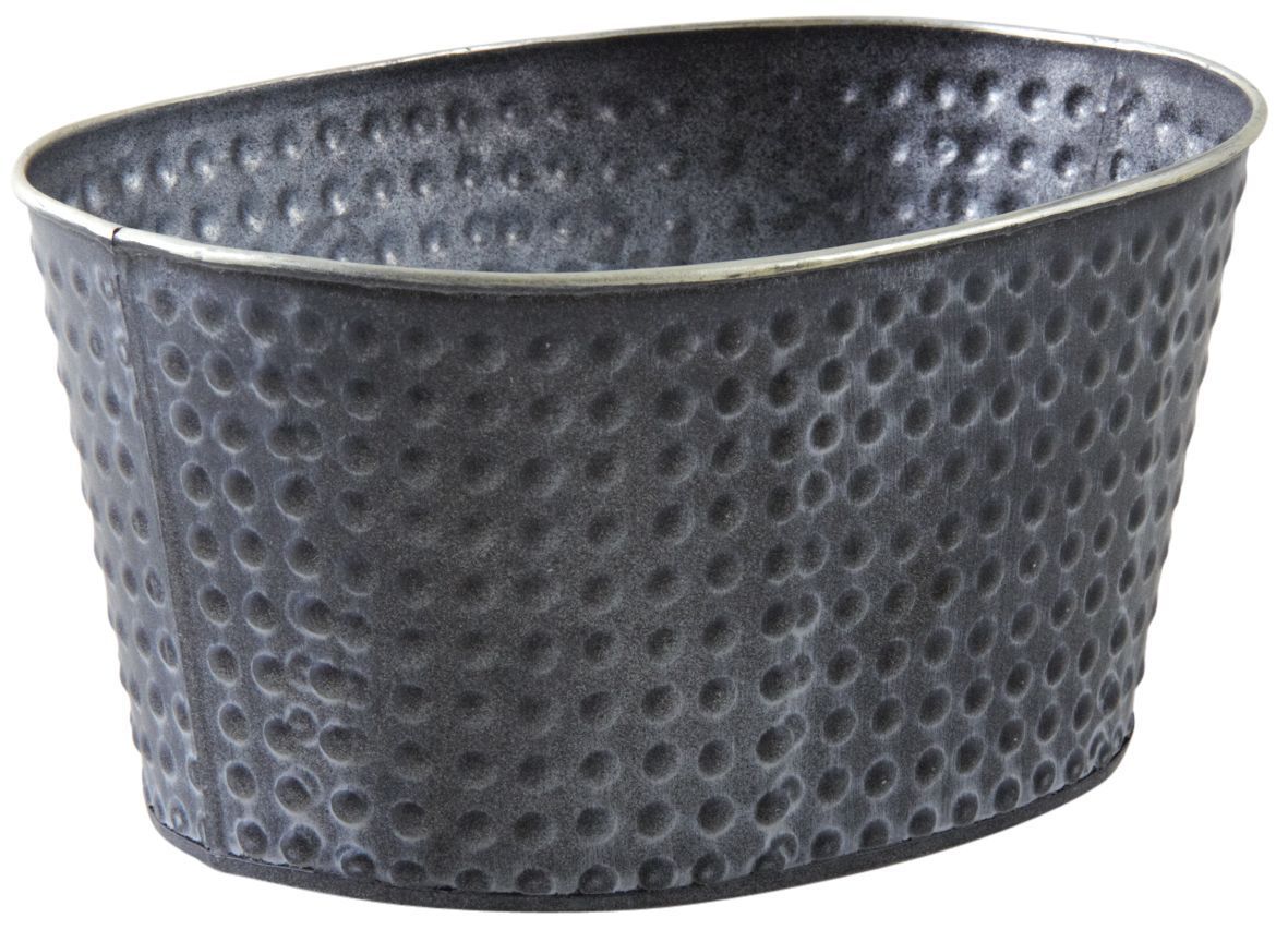 Corbeille ovale en métal noir laqué mat