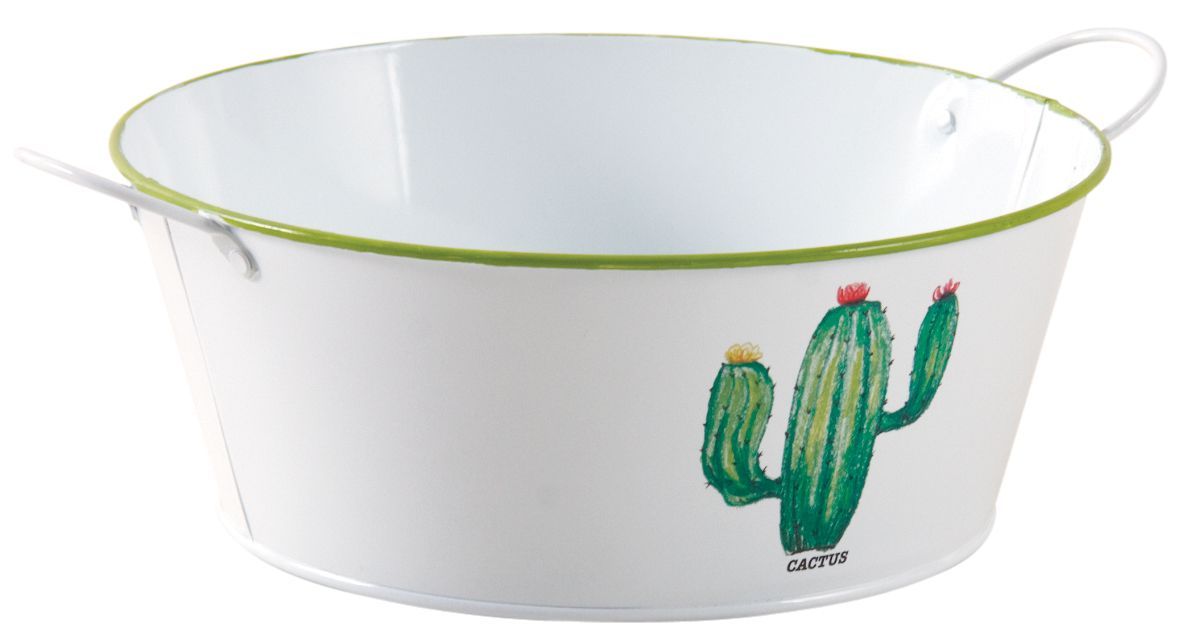 Corbeille ronde en métal laqué Cactus