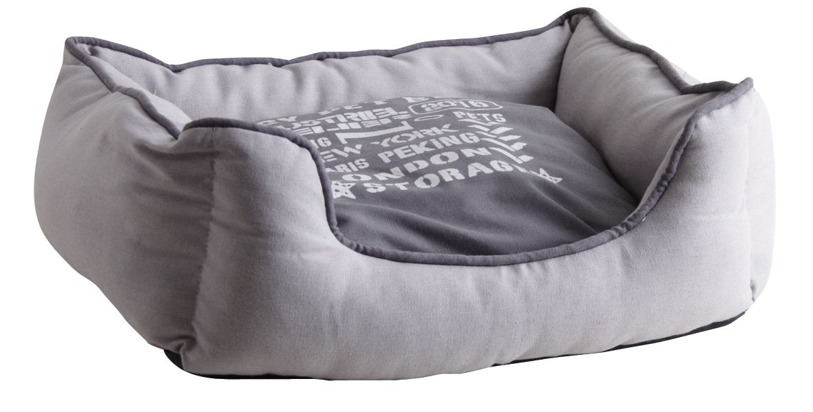 Couchette chien ou chat en coton moderne gris clair et anthracite M