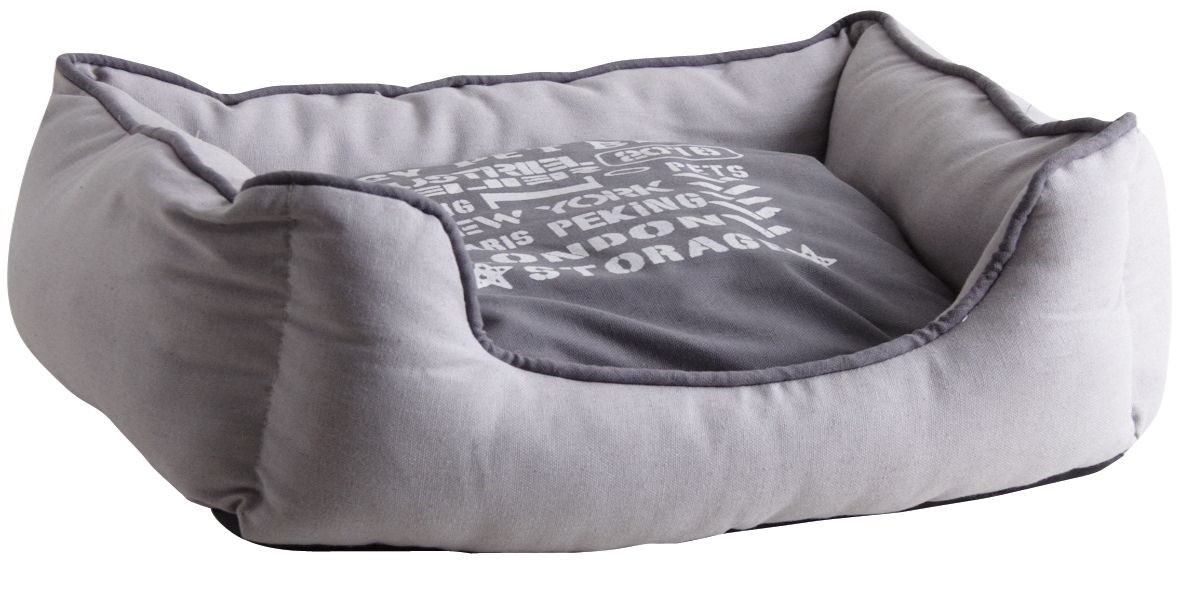 Couchette chien ou chat en coton moderne gris clair et anthracite L