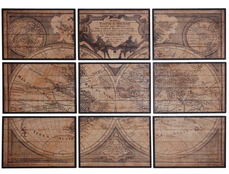 Mappemonde en bois 9 cadres