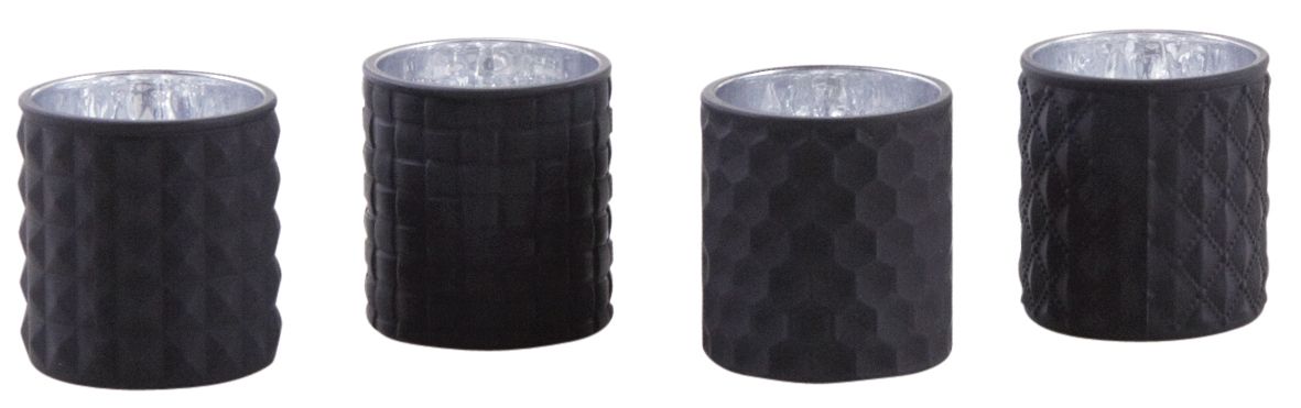 Photophore noir en verre teinté mat (Lot de 4)