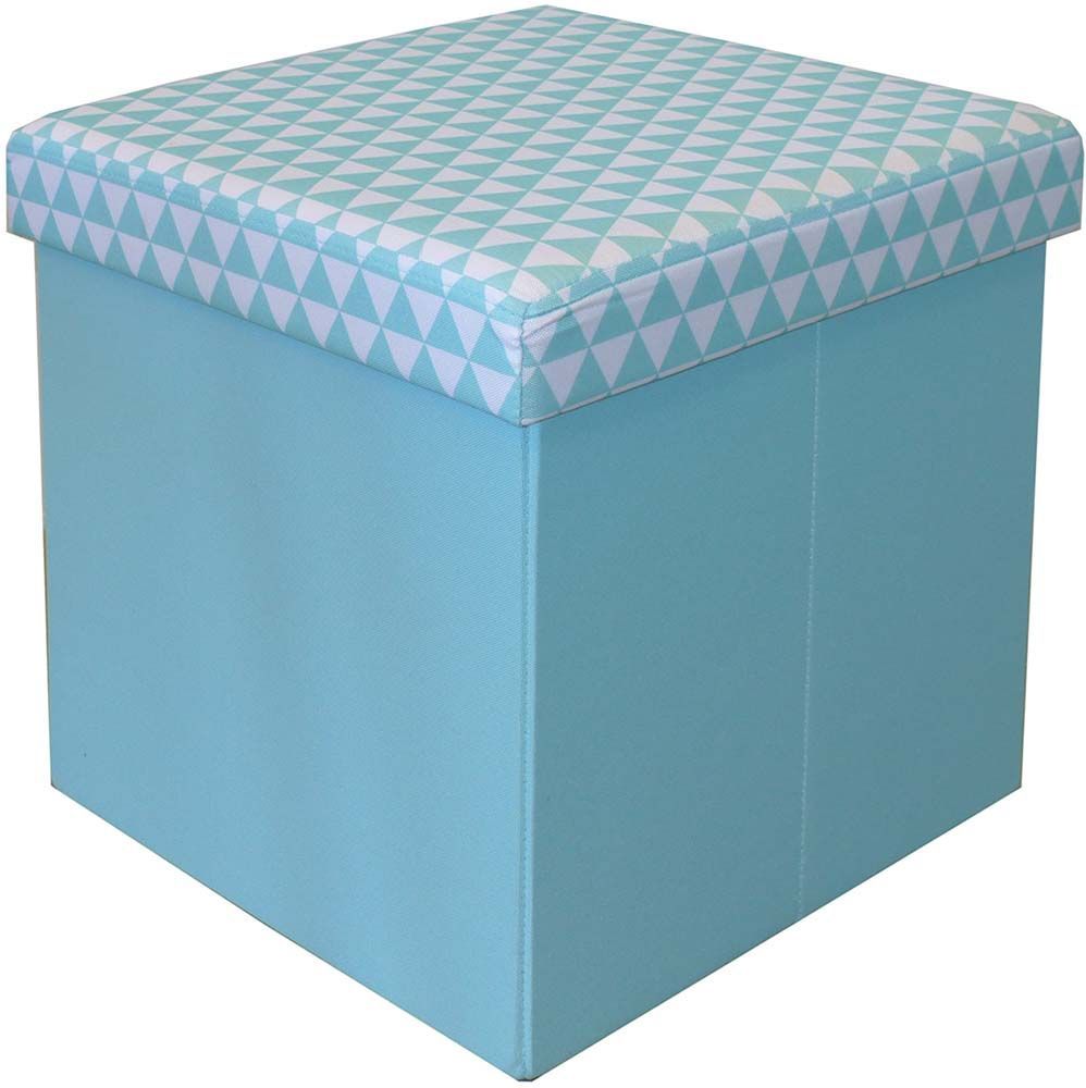 Pouf coffre carré pliable bleu scandinave