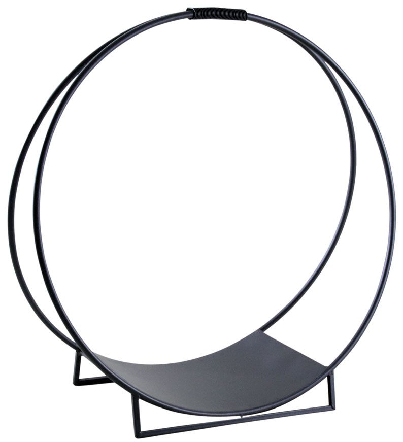 Porte-bûches rond en métal gris anthracite