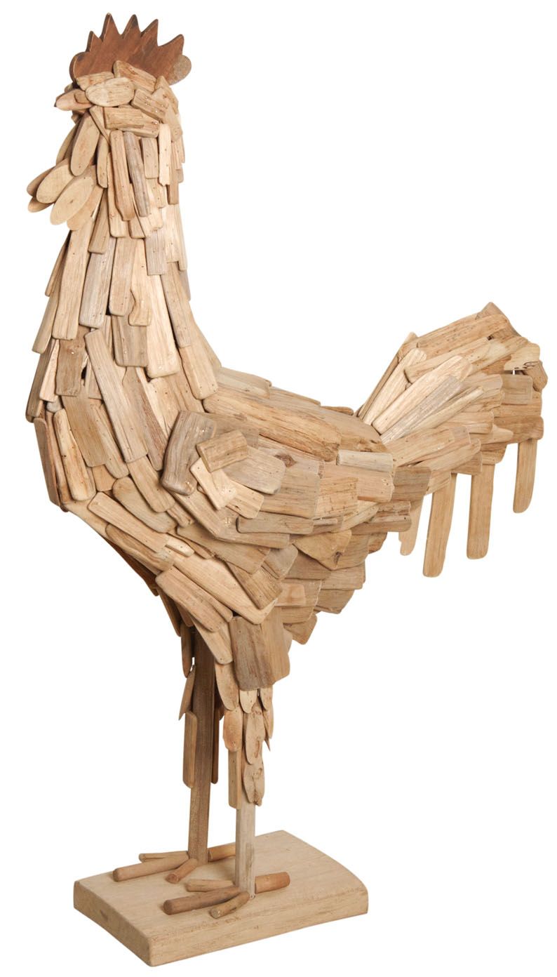 Grand coq bois flotté