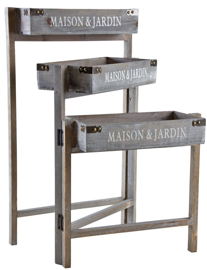 Jardinière triptyque bois teinté