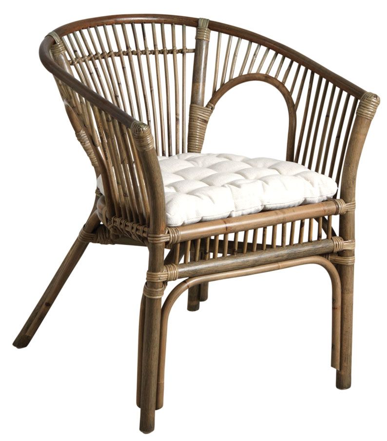 Fauteuil en rotin teinté avec coussin Hélène
