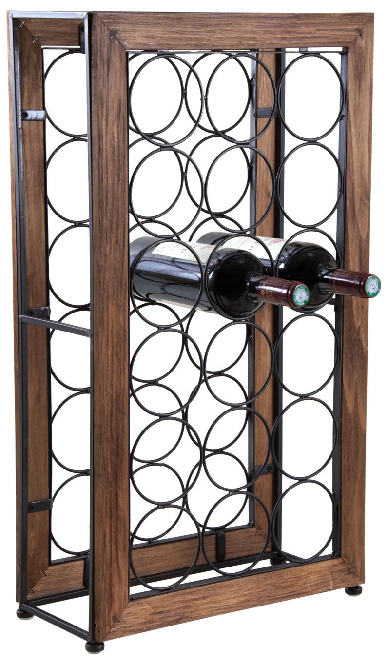 Rangement pour 18 bouteilles en métal et bois