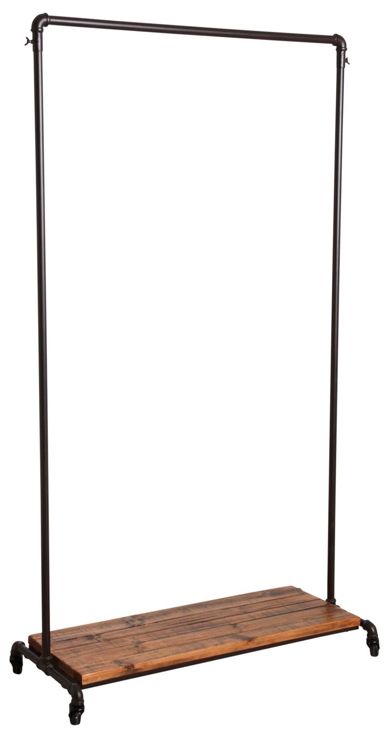 Portant à roulette en métal et bois vieilli