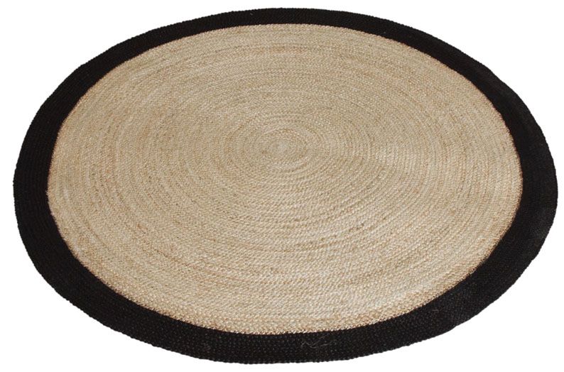 Tapis rond jute naturelle avec bords noirs Diamètre 150cm