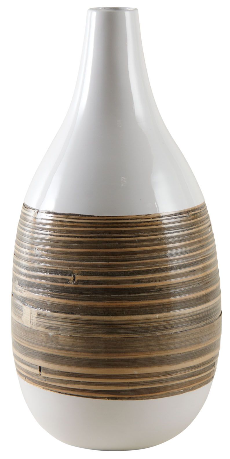 Vase bambou naturel et laqué blanc
