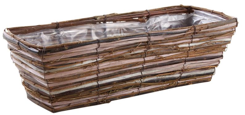 Jardinière osier brut et bois