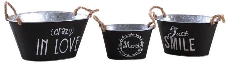 Corbeilles en métal laqué noir mat (Lot de 3)