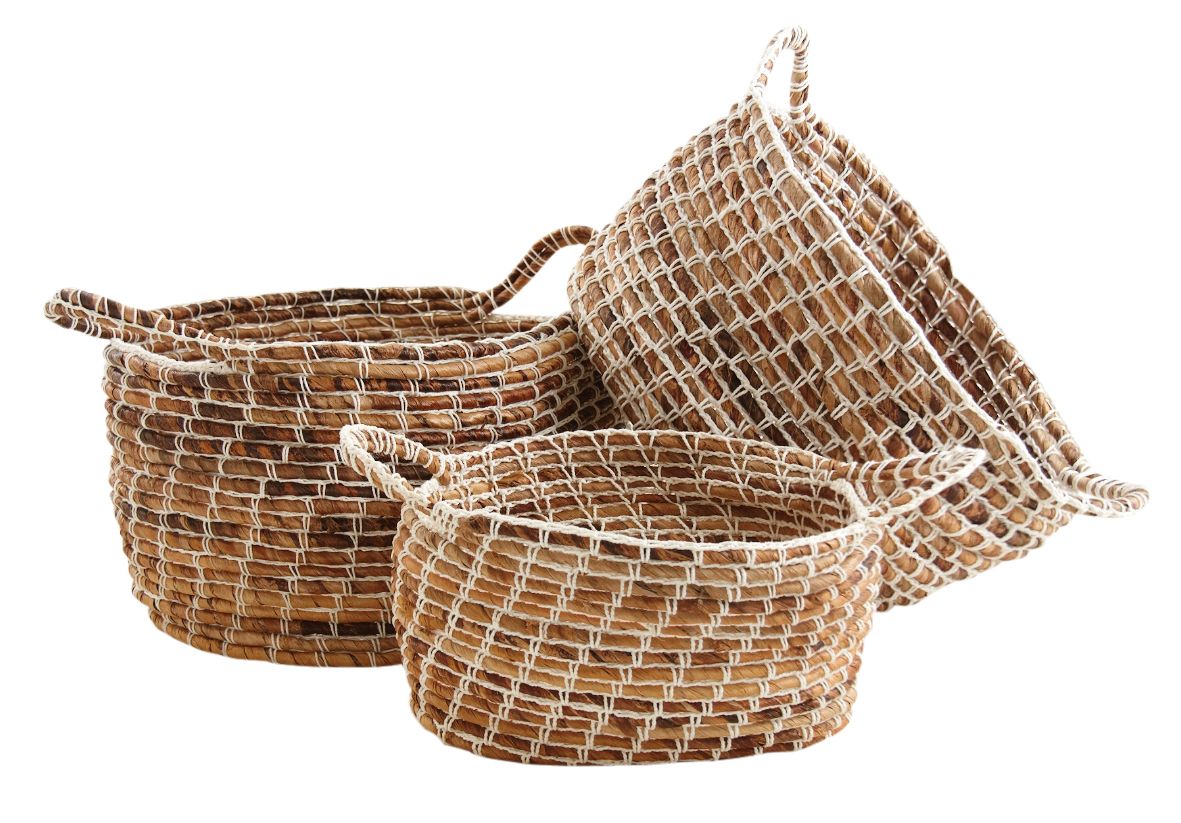 Corbeilles de rangement ovales en bananier (Lot de 3)