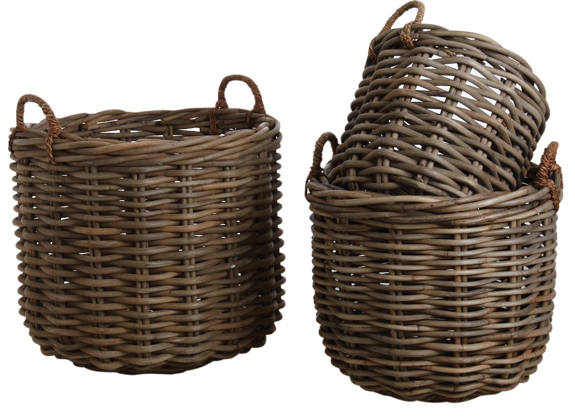 Cache-pot ronds en poelet gris (Lot de 3)