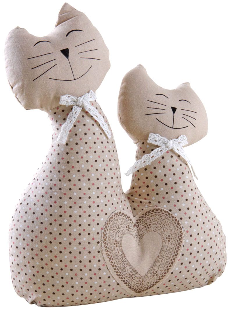 Cale-porte en coton et lin deux chats