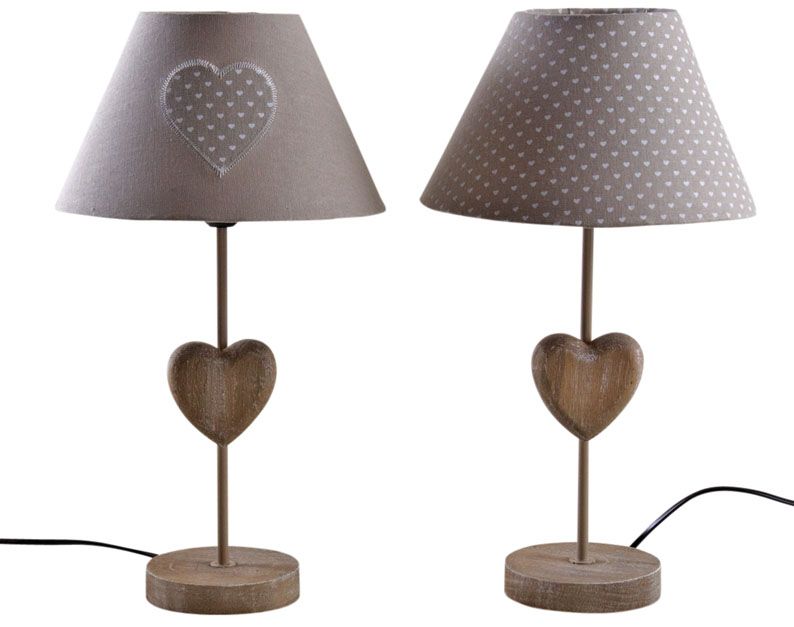 Lampe coeur en bois (Lot de 2)