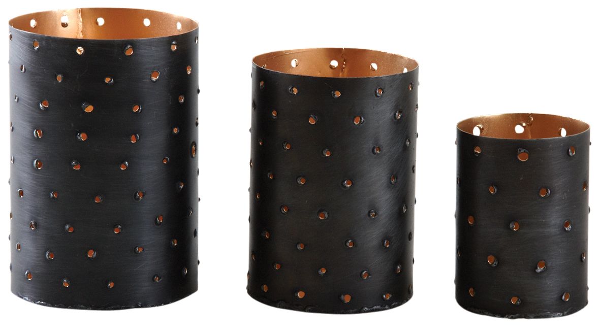 Photophores noirs et dorés (Set de 3)