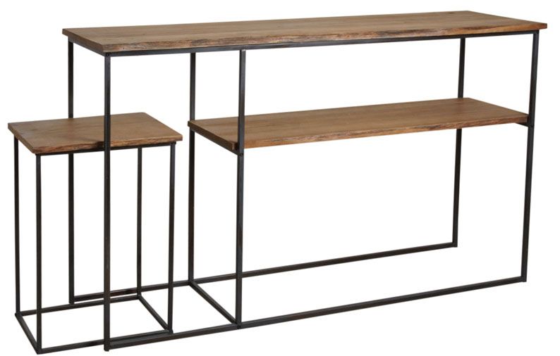 Console avec table gigogne en bois et métal Ter