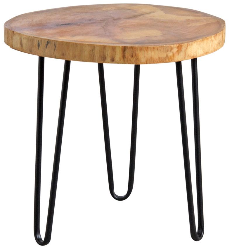 Table ronde en bois et métal noir