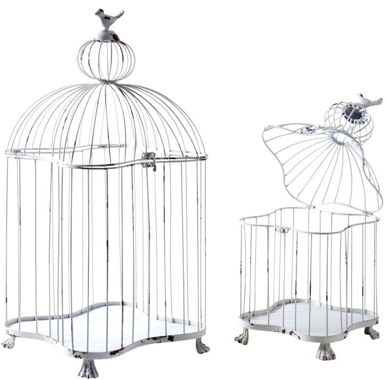 Cages en métal laqué blanc (Lot de 2)