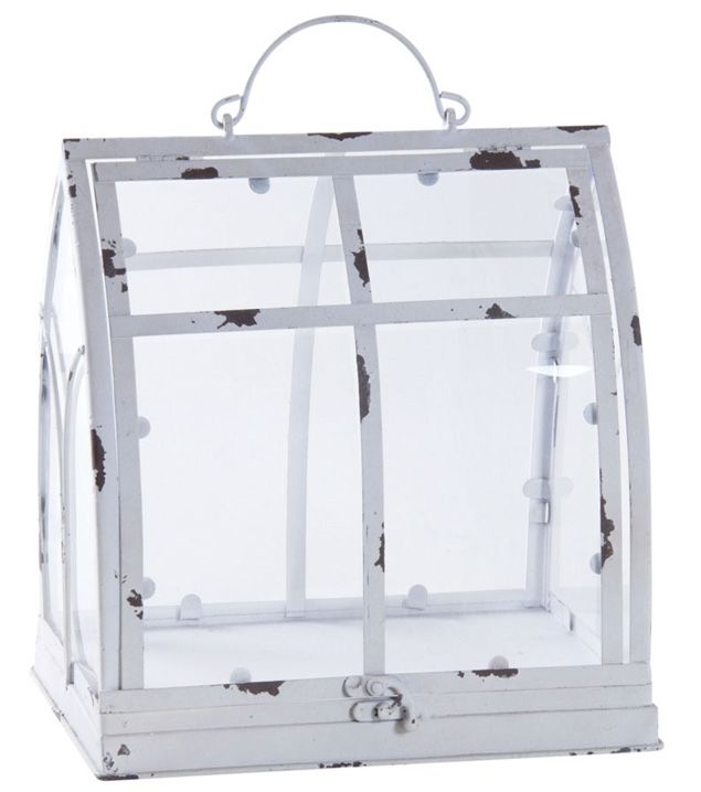 Serre en métal antique blanc et plexiglas