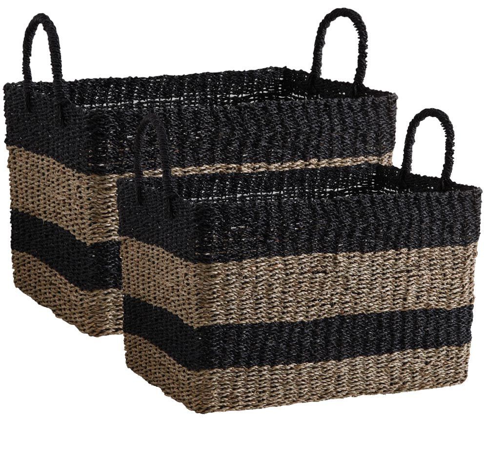 Corbeille de rangement en jonc et corde (Lot de 2)