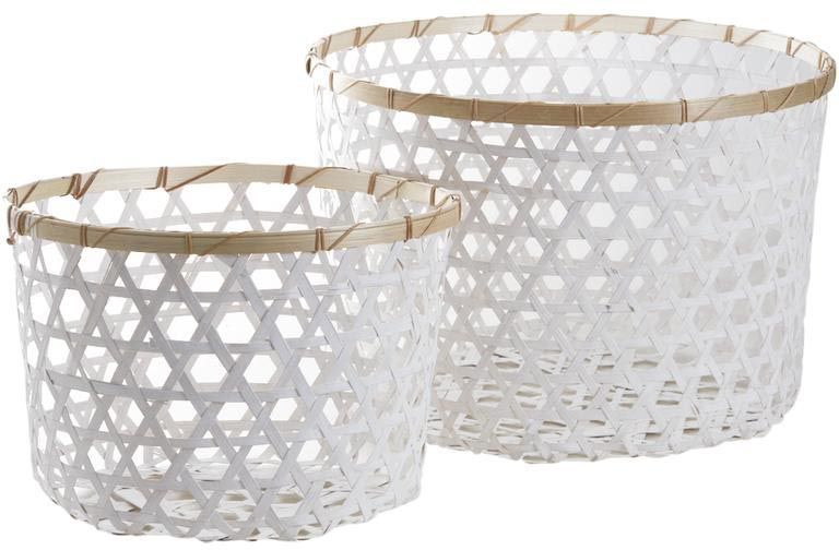 Corbeille de rangement en bambou ajourée (Lot de 2)