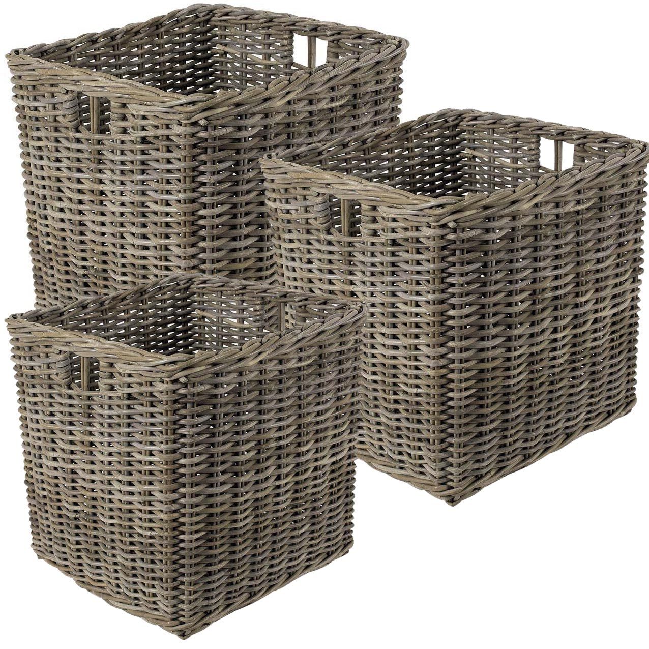 Corbeille en poelet gris (Lot de 3)